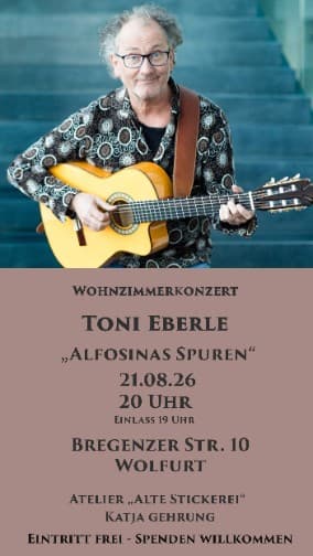 Wohnzimmer Konzert "Alfonsinas Spuren“ mit Toni Eberle