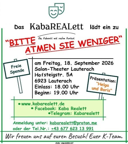 Bitte atmen sie weniger! Das Kabarett mit realem Kontext!