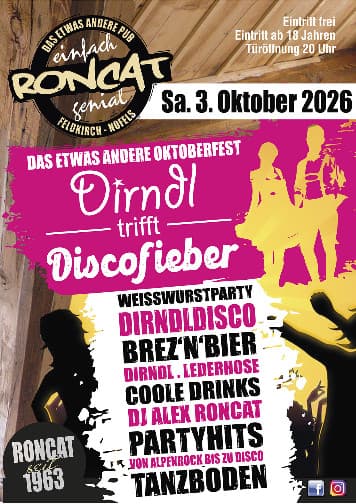 Oktoberfest - Dirndl trifft Disco - im RONCAT