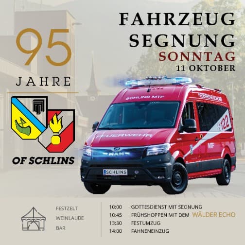 Feuerwehrfest mit Fahrzeugsegnung in Schlins